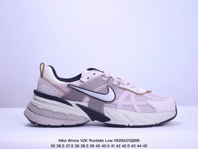 真标耐克nike Wmns V2K Runtekk Low”White Grey Pink”复古潮系列未来复古老爹风百搭休闲运动慢跑鞋 货号:Fn6703-00