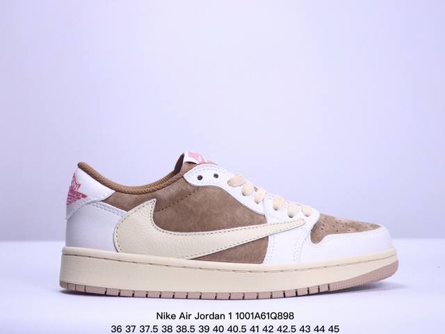 公司级aj1倒勾travis Scott X Air Jordan 1 ” Reverse Mocha “ Aj1乔1 Ts 闪电 联名倒钩 低帮文化篮球鞋 货