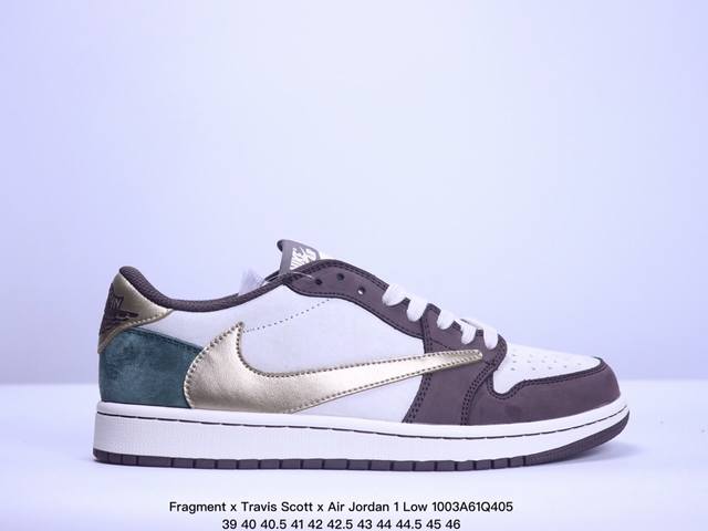 Fragment X Travis Scott X Air Jordan 1 Low 三方联名倒钩 性价比原盒出货 全新的三方联名低帮倒钩鞋面延续了黑脚趾设计，