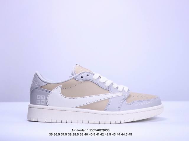 耐克 Air Jordan 1 *纪梵希联名,设计师diy高端定制 高级米黄灰搭配米白勾时尚配色 采用柔软皮革面料带来超高舒适度体验的同时兼备百搭效果 定制鞋