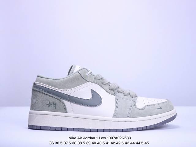 Air Jordan 1 Low 乔1 Aj1*斯图西联名，乔丹一代底帮经典复古文化休闲运动篮球鞋 .升级原楦原档案数据开发版型.原厂立体填充鞋舌海绵.中底注胶