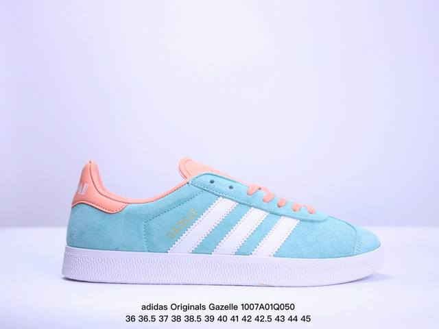 真标adidas Originals Gazelle 三叶草休闲防滑耐磨低帮板鞋 鞋头出色设计 塑就出众贴合感 稳固的后跟贴合足部曲线设计 软弹舒适 不易磨脚