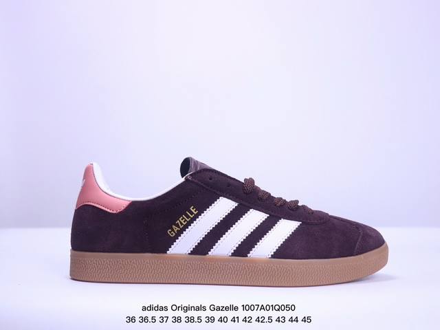 真标adidas Originals Gazelle 三叶草休闲防滑耐磨低帮板鞋 鞋头出色设计 塑就出众贴合感 稳固的后跟贴合足部曲线设计 软弹舒适 不易磨脚