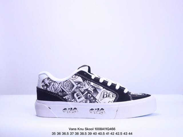 全新面包鞋3代。Vans Vault Vlt Knu Skool Lx Sns 高端联名黑白复古面包鞋。配黑白双鞋带。以当地 Venice 沙滩为主题，设计上致