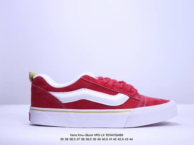 中国红面包鞋来了～ Vans Knu-Skool Vr3 Lx 万斯低帮复古休闲硫化板鞋 肥胖版大logo 原版全皮猪八面料 尺码：35 36 36.5 37