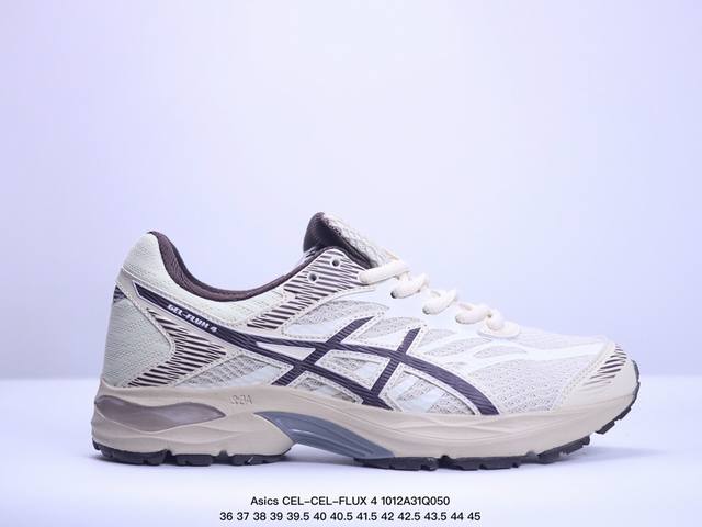 亚瑟士asics Cel-Cel-Flux 4复古单品 网面休闲透气跑步鞋 鞋款采用亚瑟士amplifoam科技 为运动中带来回弾性和轻量性感受 工程网眼鞋面提