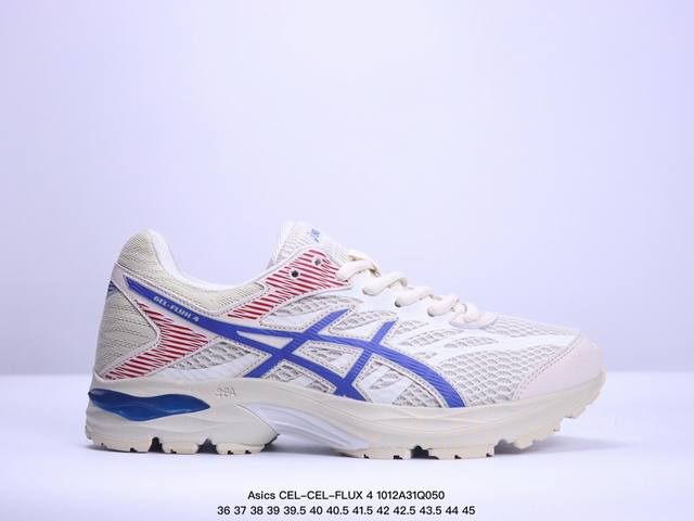 亚瑟士asics Cel-Cel-Flux 4复古单品 网面休闲透气跑步鞋 鞋款采用亚瑟士amplifoam科技 为运动中带来回弾性和轻量性感受 工程网眼鞋面提