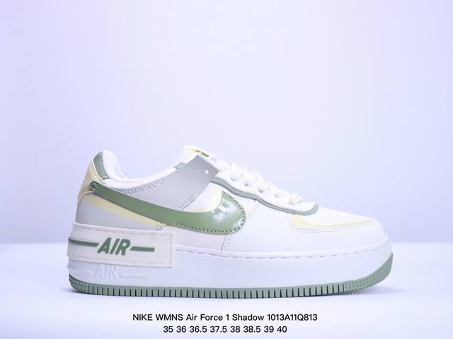 真标耐克nike Wmns Air Force 1 Shadow全新少女系解构主义设计 马卡龙空军一号轻量增高低帮百搭板鞋 为经典设计注入玩味元素 分层结构 加