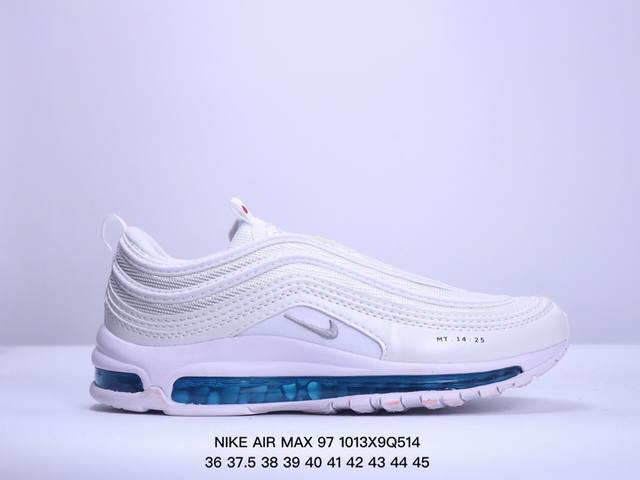 耐克nike休闲鞋 经典 气垫 Air Max 97 子弹气垫低帮运动鞋。Air Max '97 运动跑鞋以流线型鞋身和卓越科技为热爱运动的你造就全方位防护，强