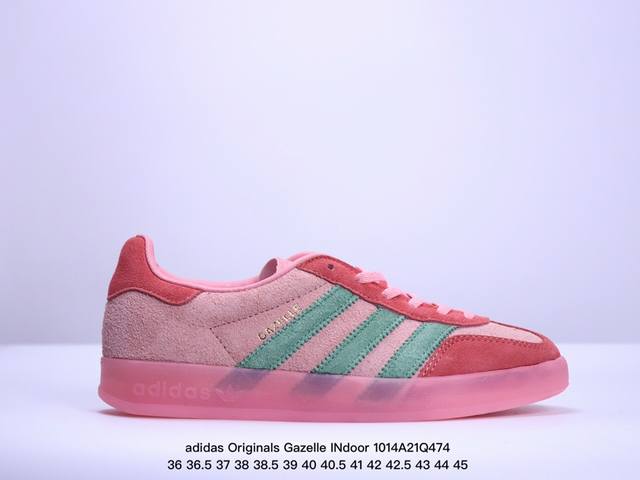 公司级adidas Originals Gazelle Indoor 三叶草休闲防滑耐磨低帮板鞋 鞋头出色设计 塑就出众贴合感 稳固的后跟贴合足部曲线设计 软弹