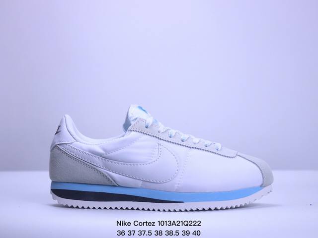 Nike Cortez 经典时尚运动织物皮革防滑耐磨低帮休闲跑步鞋女款白蓝灰 Xm1013Q222