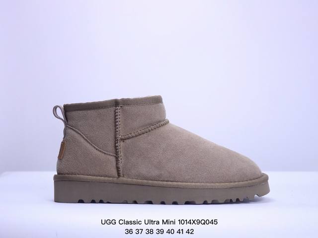 Ugg Classic Ultra Mini 周冬雨 王一博同款 薄底短款雪地靴 小红书爆款 羊毛一体迷你短靴 优选翻毛皮鞋面 手感细腻 羊毛内里 舒适亲肤 茸