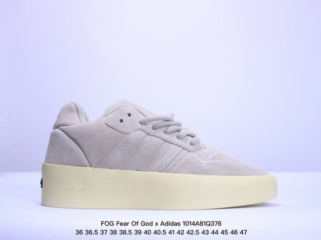 公司级阿迪达斯联名 Fog Fear Of God X Adidas Athletics 86 Lo 复古厚底板鞋 一眼就看得出来敬畏上帝风格，鞋面中用了质感拉 - 点击图像关闭