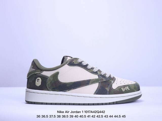 海外爆款限量发售！公司级 Nike Jordan Air Jordan 1“Lv联名 米橙蓝” 高端定制 低帮 复古 减震 防滑 耐磨 篮球鞋 定制鞋盒 大厂纯