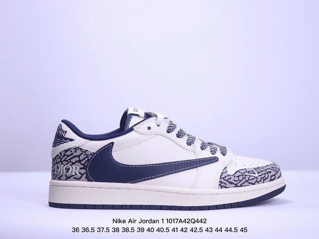 海外爆款限量发售！公司级 Nike Jordan Air Jordan 1“Lv联名 米橙蓝” 高端定制 低帮 复古 减震 防滑 耐磨 篮球鞋 定制鞋盒 大厂纯