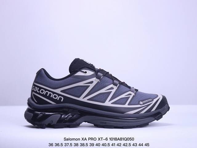 公司级salomon Xa Pro Xt-6 Gtx萨洛蒙户外越野跑鞋 鞋面采用sensifit贴合技术 全方位贴合包裹脚型 鞋跟部鞋底牵引设计 提供强大的抓地