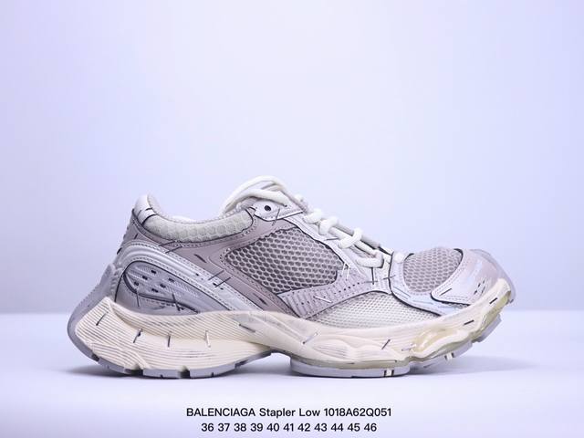 巴黎世家 Balenciaga Stapler Low Sneakers 订书机系列14代 公司级版本 低帮复古阔型底 姥爹风增高潮流百搭休闲慢跑鞋 采用原楦数