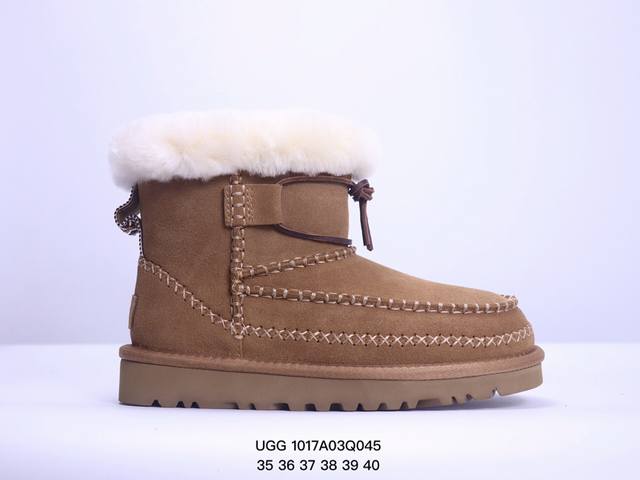 集ugg 棉拖 雪地靴 俏皮可爱的百变造型， 美国轻奢品牌ugg 平底系列冬季羊毛一体雪地休闲保暖毛毛家居包头棉拖鞋。官方同步包装 检验标 材料采用原厂防污防水