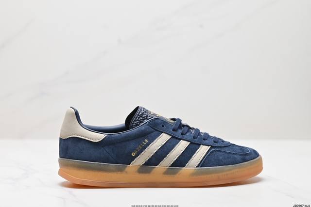 公司级adidas Originals Gazelle INdoor 三叶草休闲防滑耐磨低帮板鞋 鞋头出色设计 塑就出众贴合感 稳固的后跟贴合足部曲线设计 软弹