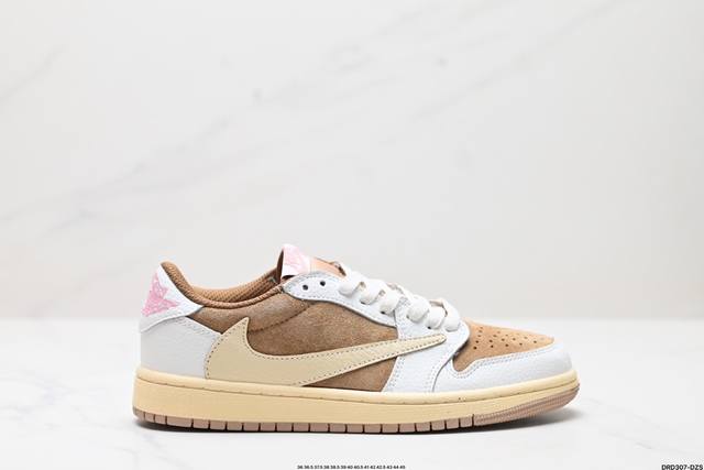 真标Nike AJ1倒勾Travis Scott x Air Jordan 1 Reverse Mocha AJ1乔1 联名倒钩 低帮文化篮球鞋 完美品质出货