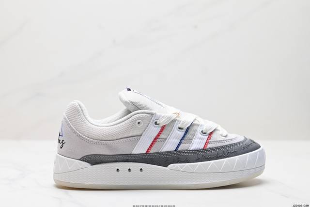 公司级Adidas Adimatic Low 马蒂奇系列低帮 复古鲨鱼面包鞋运动休闲滑板板鞋 整个鞋面由色彩艳丽的麂皮制成 搭配品牌标志性大尺寸三条纹 Logo