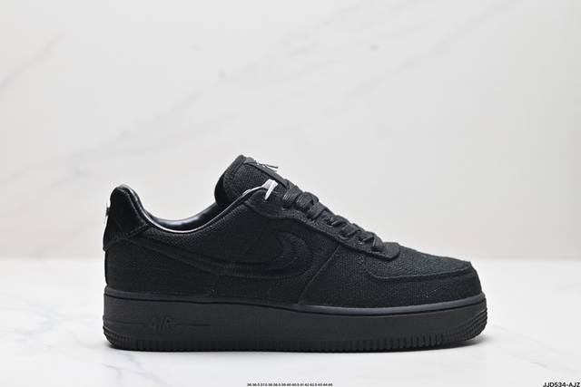 真标Stussy x NK Air Force 1 ‘07 “White Cool” 斯图西联名空军一号低帮休闲板鞋“白麻布电绣钩子”原楦原纸版开发数据 同源6