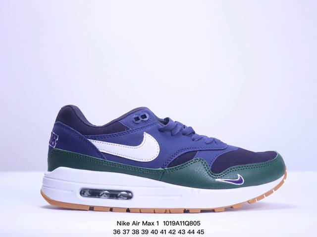 真标Nike Air Max 1 Air Max 气垫 全新配色 鞋身材质均选择皮革、织物、麂皮多种材质覆盖，保证质感的前提下，层次感也相当不错。细节方面，除了