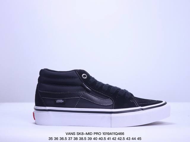 VANS SK8-MID PRO中帮ANTIHERO 合作款 专业滑板鞋ATD 全身以低调黑色高品质麂皮搭配防水帆布制成 货号：VN0A347UVGD1 工艺：