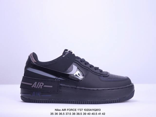 公司级耐克NIKE WMNS Air Force 1 Shadow全新少女系解构主义设计 马卡龙空军一号轻量增高低帮百搭板鞋 为经典设计注入玩味元素 分层结构、