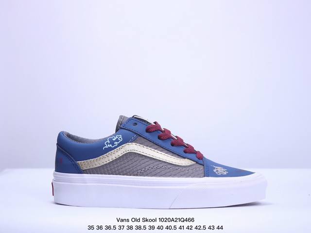 Vans Old Skool 黑神话悟空 祥云龙纹 游戏主题 解构复古减震耐磨轻便低帮板鞋 男女同款 米蓝黑 灵感来源以黑神话悟空为主题 蓝黑金的配色搭配 加上