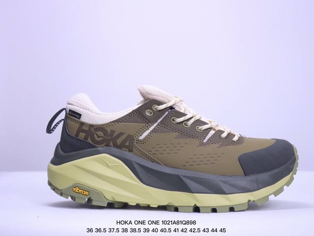 公司级HOKA ONE ONE Kaha Low GTX卡哈低帮防水防滑轻便登山徒步鞋 牛巴革与橡胶鞋头打造高度耐磨的支撑型鞋面GORE-TEX防水内靴、Vib