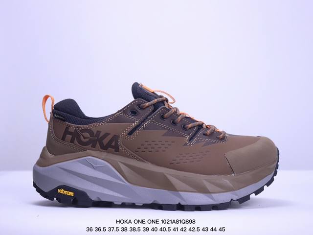 公司级HOKA ONE ONE Kaha Low GTX卡哈低帮防水防滑轻便登山徒步鞋 牛巴革与橡胶鞋头打造高度耐磨的支撑型鞋面GORE-TEX防水内靴、Vib