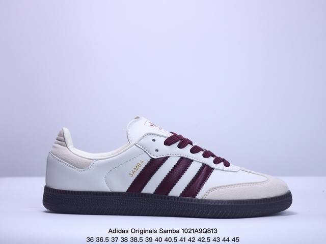 真标阿迪达斯三叶草Adidas Originals Samba OG 桑巴舞系列绅士德训足球风百搭低帮休闲运动板鞋 货号:IG1987 尺码:36 36.5 3