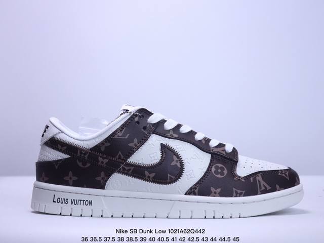 海外爆款限量发售！公司级 Nike SB Dunk Low“LV联名 浮雕白棕印花” 周年高端定制 低帮休闲板鞋 定制鞋盒 大厂纯原品质出货 超高清洁度 皮料切