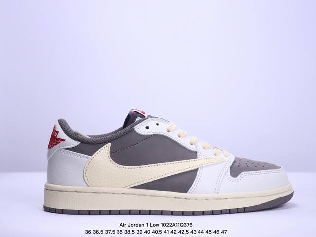 公司级 Fragment x Travis Scott x LV Air Jordan 1 Low 三方联名倒钩 性价比原盒出货 全新的三方联名低帮倒钩鞋面延续