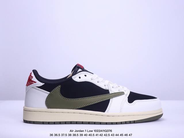 公司级 Fragment x Travis Scott x LV Air Jordan 1 Low 三方联名倒钩 性价比原盒出货 全新的三方联名低帮倒钩鞋面延续