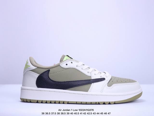 公司级 Fragment x Travis Scott x LV Air Jordan 1 Low 三方联名倒钩 性价比原盒出货 全新的三方联名低帮倒钩鞋面延续