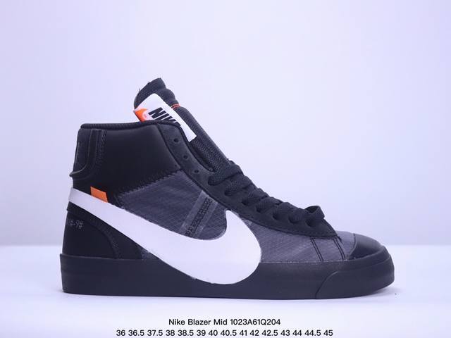 真标限定发售 Off-White x Nike Blazer Mid “All Hallows Eve”开拓者经典中帮百搭板鞋“经典白黑”AA3832- Off