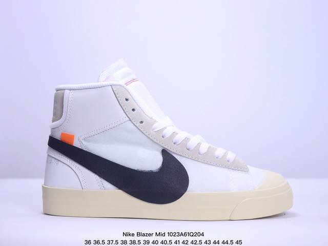 真标限定发售 Off-White x Nike Blazer Mid “All Hallows Eve”开拓者经典中帮百搭板鞋“经典白黑”AA3832- Off