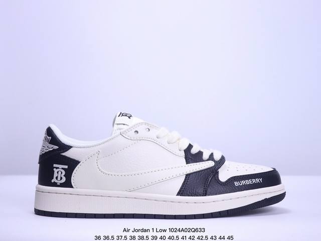 海外爆款限量发售！公司级 Travis 时尚元素x Jordan Air Jordan 1 Low OG SP “巴宝莉联名 经典黑白熊猫配色” 联名合作融合了