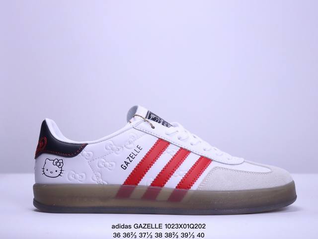 阿迪达斯Hello Kitty 凯蒂猫 x adidas originals GAZELLE INDOOR “White Red Core Black”舒适百搭