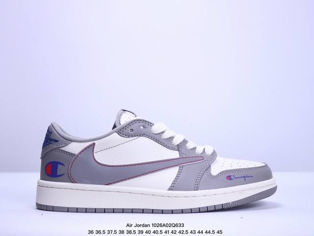 耐克 Air Jordan 1 *冠军联名板鞋独家版型，米灰配色柔软高端皮革鞋面，冲击视觉的同时，带来舒适脚感体验#定制鞋盒 大厂纯原品质出货 超高清洁度 皮料