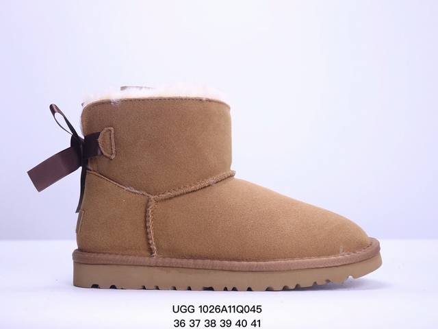 UGG 雪地靴 俏皮可爱的百变造型， 美国轻奢品牌UGG 平底系列冬季羊毛一体雪地休闲保暖毛毛家居包头棉拖鞋。官方同步包装 检验标 材料采用原厂防污防水皮料 防