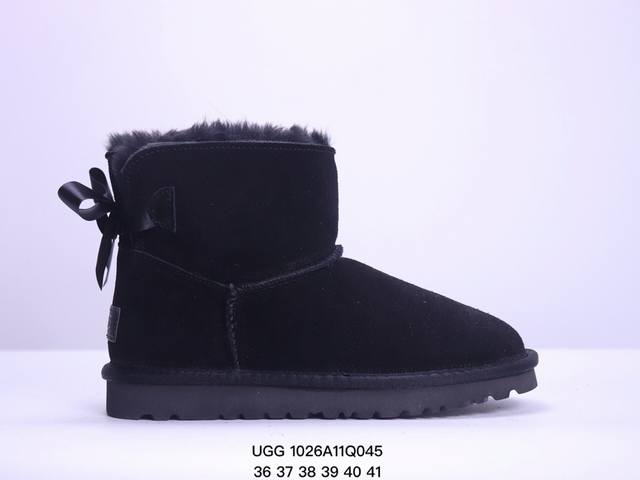 UGG 雪地靴 俏皮可爱的百变造型， 美国轻奢品牌UGG 平底系列冬季羊毛一体雪地休闲保暖毛毛家居包头棉拖鞋。官方同步包装 检验标 材料采用原厂防污防水皮料 防