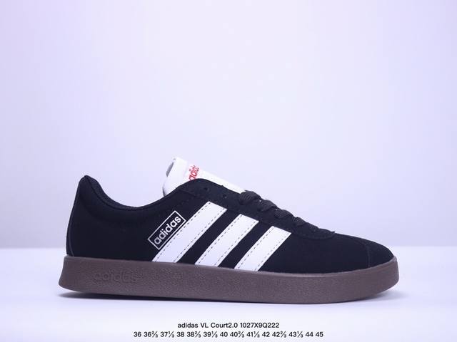 adidas neo VL Court2.0 Lifestyle合成革减震低帮板鞋 男女同款 黑白 XM1027Q222