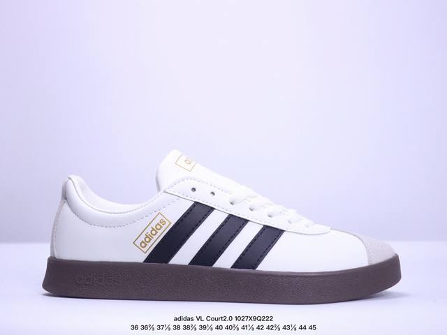 adidas neo VL Court2.0 Lifestyle合成革减震低帮板鞋 男女同款 黑白 XM1027Q222