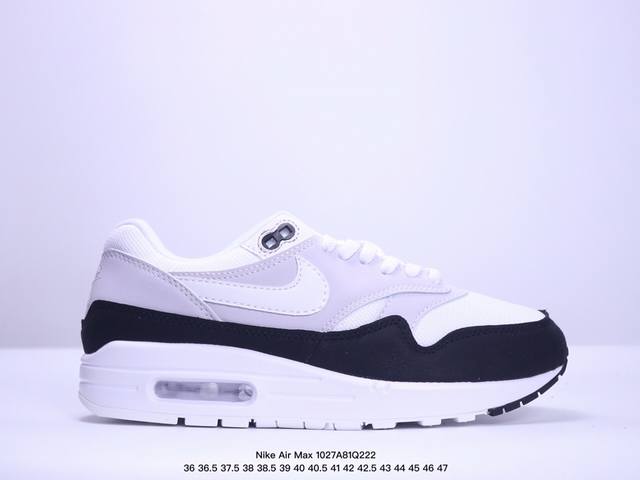 Nike Air Max 1 Wolf Grey简洁日常防滑轻便低帮马拉松跑步鞋 男款灰白黑 XM1027Q222