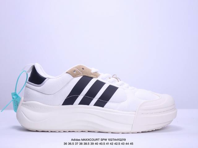 公司级Adidas MAXXCOURT SPW 阿迪达斯 圆头系带 低帮 生活休闲鞋 尺码:36 36.5 37 38 38.5 39 40 40.5 41 4