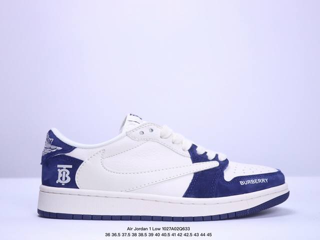 海外爆款限量发售！公司级 Travis 时尚元素x Jordan Air Jordan 1 Low OG SP “巴宝莉联名 经典巴宝蓝配色” 联名合作融合了T