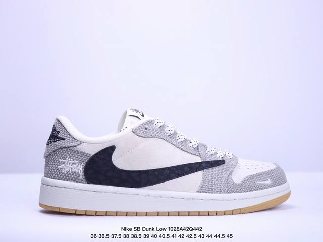 海外爆款限量发售！公司级 Nike SB Dunk Low“斯图西联名 贴布灰白黑勾” 周年高端定制 低帮休闲板鞋 定制鞋盒 大厂纯原品质出货 超高清洁度 皮料